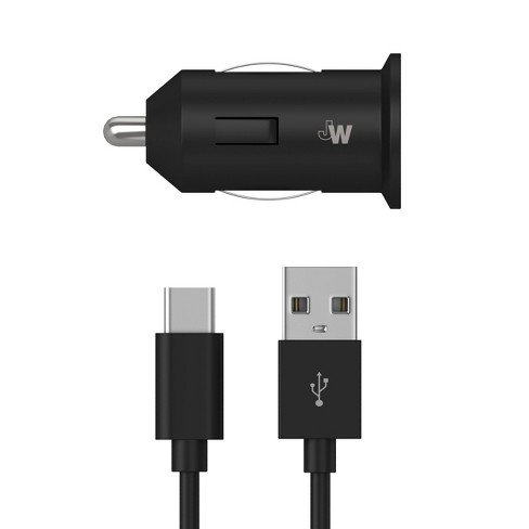 Just Wireless 2.4a/12w 1-port Usb-a Car Charger With 6' Tpu Usb-c To Usb-a  Cable - Black : Target