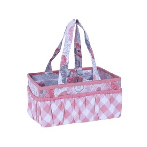 Bacati - Watercolor Floral Coral/Gray Storage Caddy - 1 of 4
