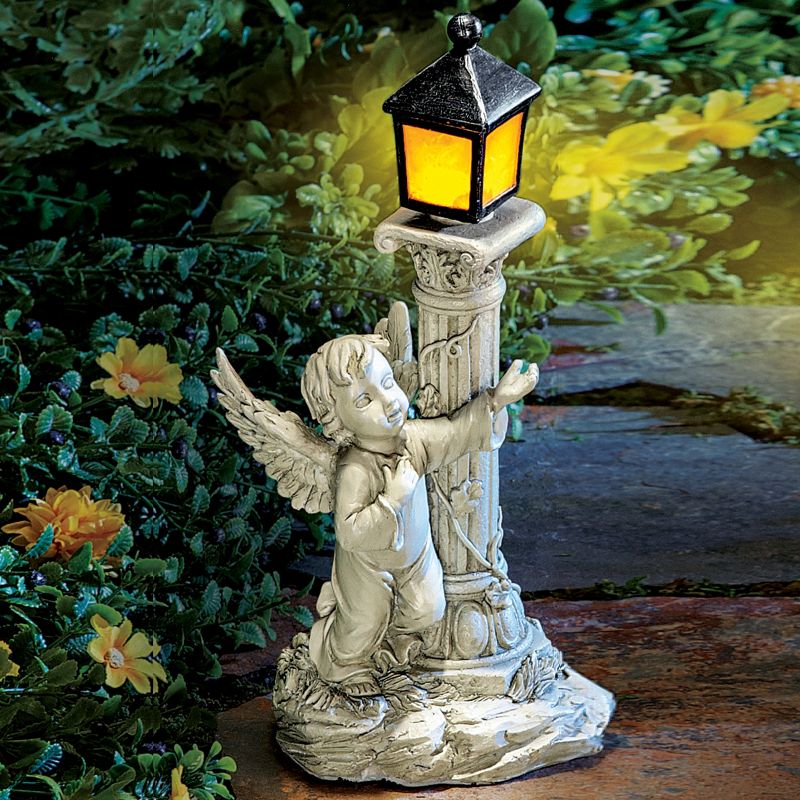 Collections Etc Cherub Garden Statue with Solar Lantern, 2 of 4