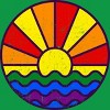 Design By Humans Summer LGBTQIA+ Pride Sunset Ocean By krobilad T-Shirt - 2 of 2