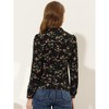 Allegra K Women's Floral Print Split V Neck Office Long Sleeve Blouse - 4 of 4