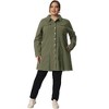 Agnes Orinda Women's Plus Size Stand Collar Buttons Long Sleeve Raw Hem Long Denim Jackets - 3 of 4