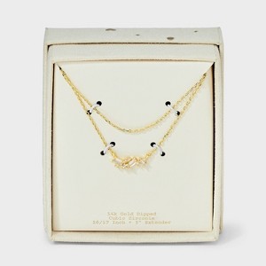 14K Gold Plated Cubic Zirconia Cluster Multi-Strand Necklace - A New Day™ Gold - 1 of 4