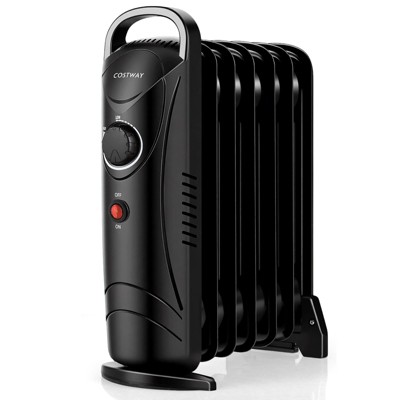 Costway 700W Portable Oil Heater with  Adjustable Thermostat & 120 Sq.Ft Heating Range Black/White