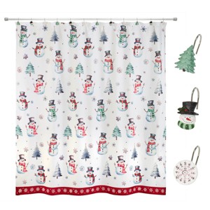 Avanti Linens Winter Snowman Shower Curtain & Hook Set - 1 of 3