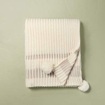 Border Stripe Rib Knit Throw Blanket - Hearth & Hand™ with Magnolia