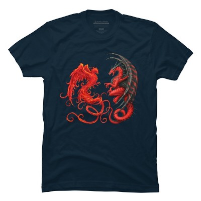 Men's Design By Humans Phoenix vs Dragon By chriskar T-Shirt