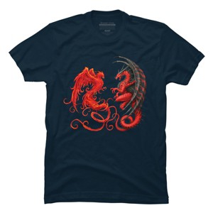 Men's Design By Humans Phoenix vs Dragon By chriskar T-Shirt - 1 of 4