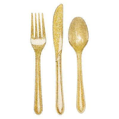 24ct Glitz Gold Disposable Flatware Sets