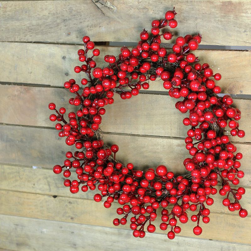 Northlight 16" Unlit Crimson and Merlot Red Berries Artificial Winter Christmas Wreath, 3 of 5