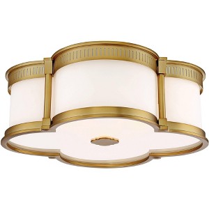 Minka Lavery Modern Ceiling Light Flush Mount Fixture 16 1/4" Liberty Gold LED Etched White Glass Shade for Bedroom Kitchen House - 1 of 3