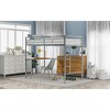 Twin Size Metal Loft Bed with Desk, Ladder and Guardrails - 3 of 4