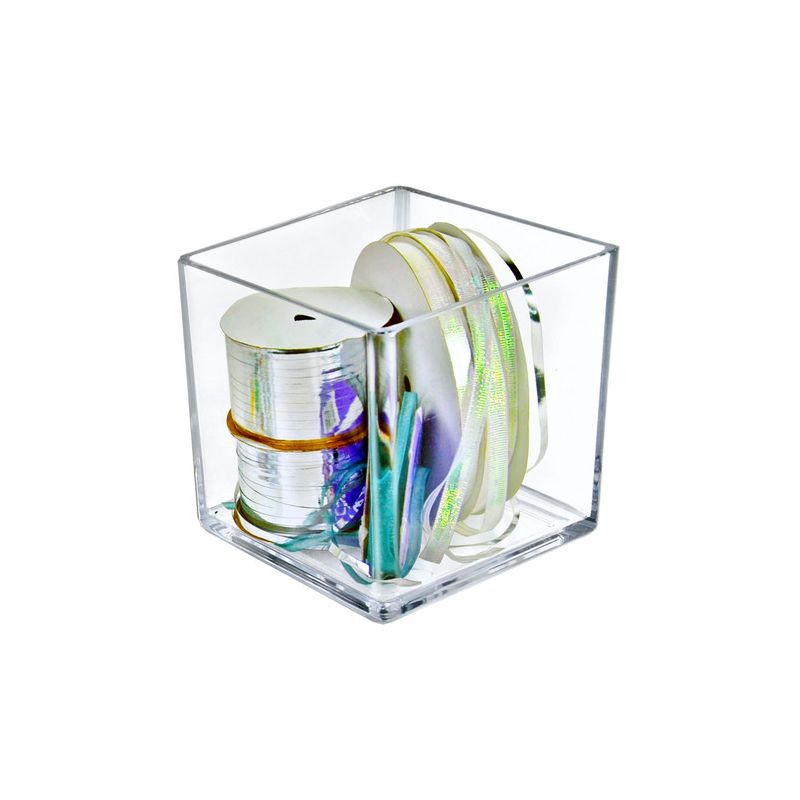 Azar Displays 7" Deluxe Clear Acrylic Square Cube Bin for Counter, 2-Pack, 1 of 5
