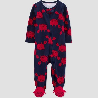Image of Carter's Just One You®️ Baby Boys' Crab Footed Pajama - Navy Red 3M