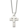 Black Bow Jewelry Stainless Steel Polished Double Cross Necklace - 24 Inch - 3 of 4