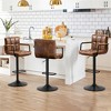 Furniliving Bar Stools Set of 2 with Back, Modern Square Faux Leather Stools with Armrest, Adjustable Height for Kitchen/Bar/Pub/Cafe - 2 of 4
