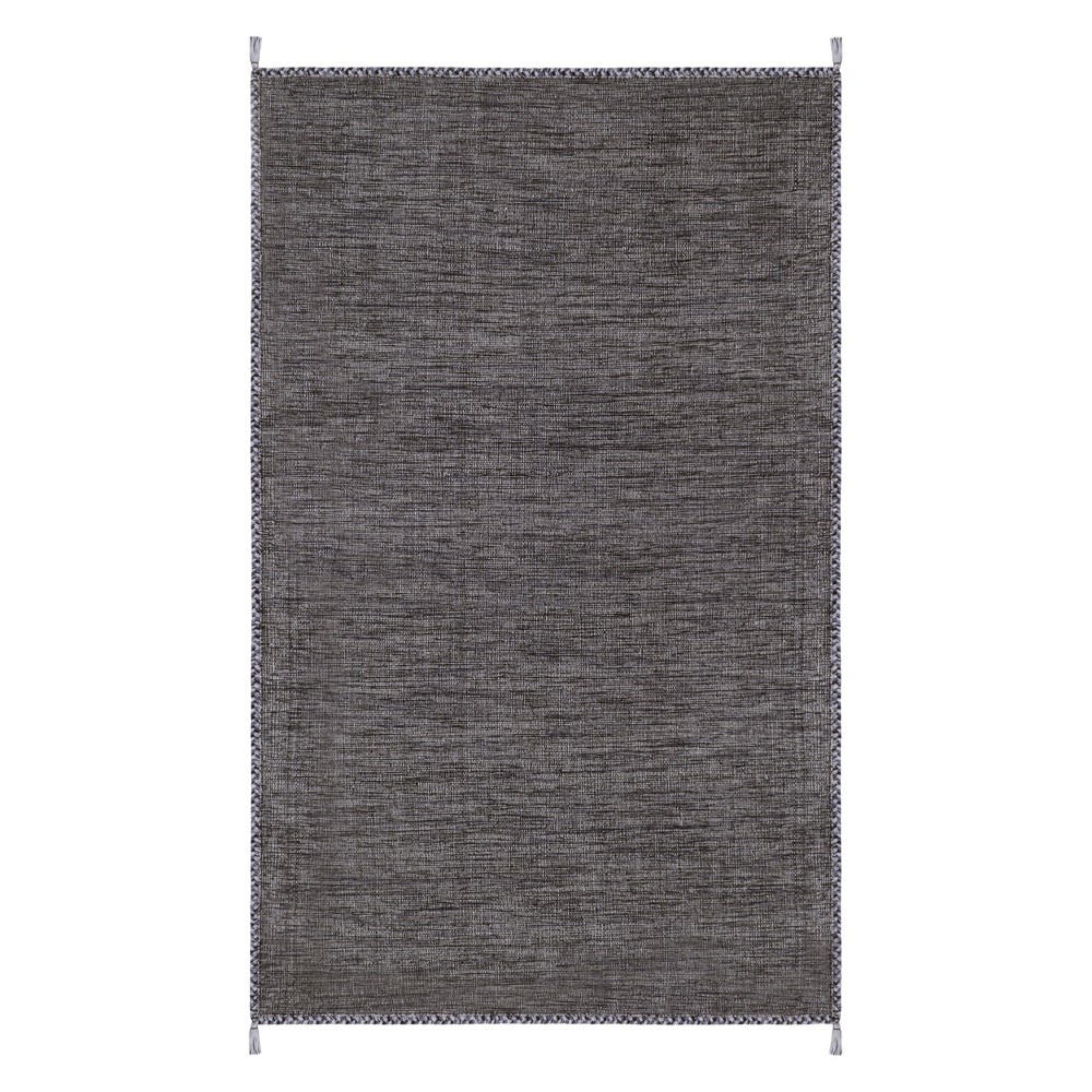 5'x8' Solid Woven Area Rug Gray/Black - Safavieh