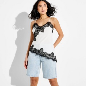 Women's Asymmetrical Lace Cami - Wild Fable™ Off-White XL : Target