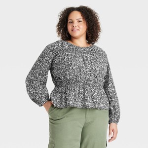 Women's Long Sleeve Peplum Blouse - Universal Thread™ - 1 of 3