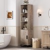 70-Inch Tall Narrow Bathroom Storage Cabinet with Door and Adjustable Shelves, Freestanding Open Storage Unit for Laundry Room, Living Room, Gray - 2 of 4