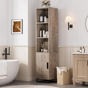 Nasitip 70" Gray Tall Bathroom Cabinet with Door and Adjustable Shelf, Narrow Freestanding Storage Cabinet for Kitchen, Laundry - 1 of 4