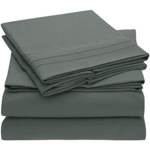 Home Mart Goods Grey Luxury Extra Soft Deep Pocket Fresh Breathable Sheet Set - 1 of 4