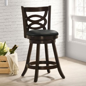 Counter Height Swivel Stools with Upholstered Seat and Backrest, Ideal for Kitchens and Dining Areas (Set of 2) - 1 of 4