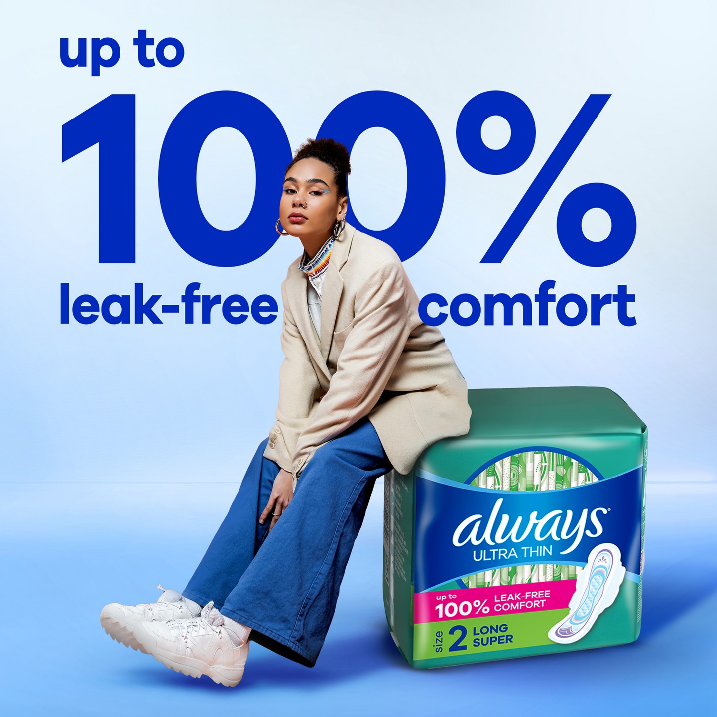 Always Long Absorbency Unscented Ultra Thin Pads with Wings - Size 2 — фото 7