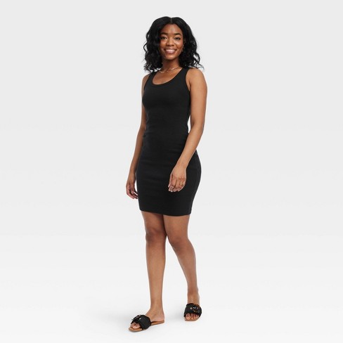 Basic rib crew bodycon dress best sale