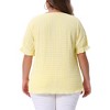 Agnes Orinda Women's Plus Size Gingham 1950s Sweetheart Neck Button Decor Short Sleeve Blouses - 4 of 4