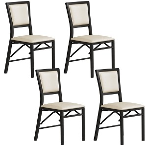 VECELO Foldable Dining Chairs Set of 2/4/6, No Assembly Heavy-Duty Metal Frame, Kitchen and Living Room Chairs, Black/Brown - 1 of 4