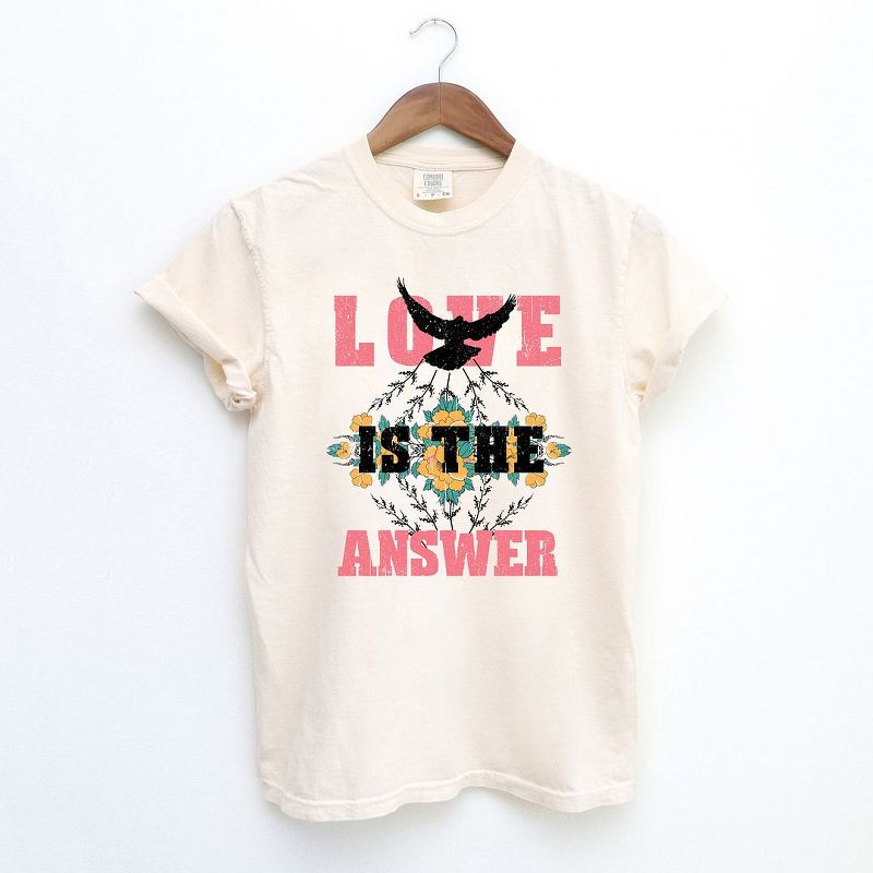 Simply Sage Market Women's Love Is The Answer Short Sleeve Garment Dyed Tee, 1 of 4