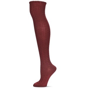 Memoi Women's Twister Cable Knit Over The Knee Warm Knit Sock - 1 of 4