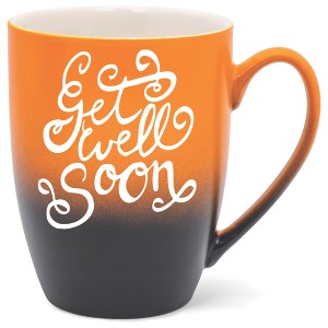 Elanze Designs Get Well Soon Two Toned Ombre Matte Orange and Black 12 ounce Ceramic Stoneware Coffee Cup Mug - 1 of 4