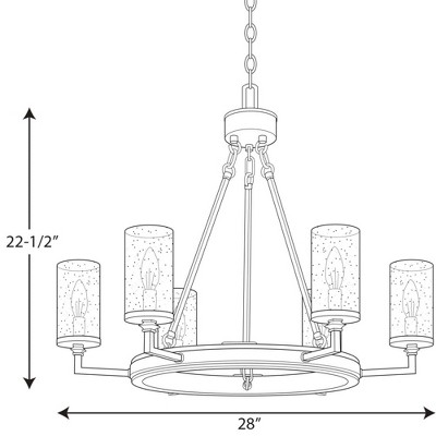 Gresham Graphite 6-Light Chandelier with Seeded Glass Shades