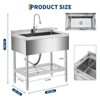 Stainless Steel Utility Sink with Faucet, Freestanding Laundry Tub with Adjustable Legs, Hot & Cold Water Pipes - 2 of 4