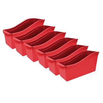 Storex Large Book Bin, Red, Pack of 6