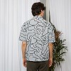 Campus Sutra Men Men's Cloud Grey Abstract-Lined Oversized Shirt - 4 of 4