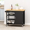 GDFStudio Carmelina Contemporary Wooden Kitchen Cart with Wheels - 2 of 4