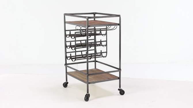 Metal and Wood 2 Tiered Wine Rack Chart Gray - Olivia &#38; May, 2 of 23, play video