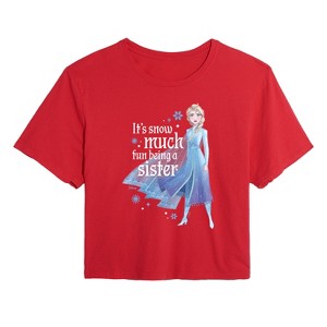 Women's - Frozen 2 - It's So Much Fun Being A Sister Elsa Cropped Graphic T-Shirt - 1 of 4