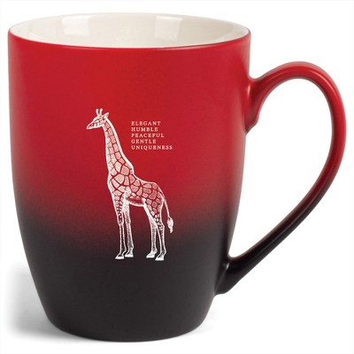 Elanze Designs 12 Ounce Ceramic Decorative Laser Engraved Giftable Novelty Tea Coffee Cup Mug Red and Black Giraffe Elegant Humble Peaceful Gentle