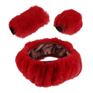 Unique Bargains Fluffy Car Steering Wheel Cover Soft Faux Wool Fuzzy Plush Universal 15inch 3 Pcs - 1 of 4