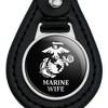 Marine Wife USMC White On Black Officially Licensed Black Leather Keychain - 3 of 4