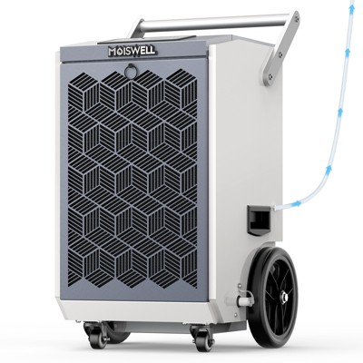 Moiswell Commercial Dehumidifier with Pump Heavy-Duty Moisture Control for Basement Warehouse, Industry Water Damage Unit, Auto Defrost