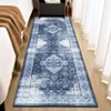 Faux Wool Boho Vintage Floral Printed Area Rug Ultra Thin Low Pile Machine Washable Stain Resistant Non Slip Non Shedding Pet Friendly Floor Rug - 2 of 4