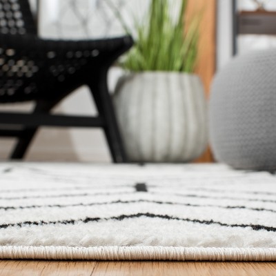 Adirondack Light Grey and Black Geometric Square Rug