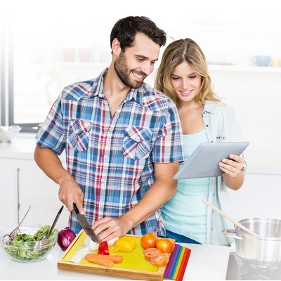 Bamboo Cutting Board Set with Color-Coded Flexible Mats