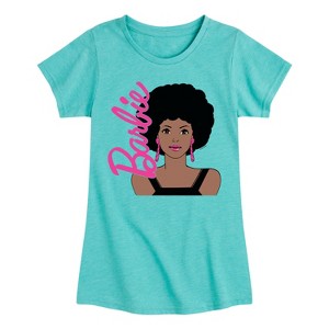 Girls' - Barbie - Afro & Hoops Fitted Short Sleeve Graphic T-Shirt - 1 of 4