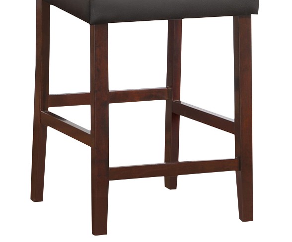 Set of 2 Faux Leather Upholstered Back Counter Height Stool - Black - Leick Home